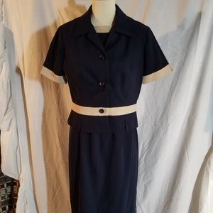 Danny & Nicole Navy Summer Suit with Tan Trim